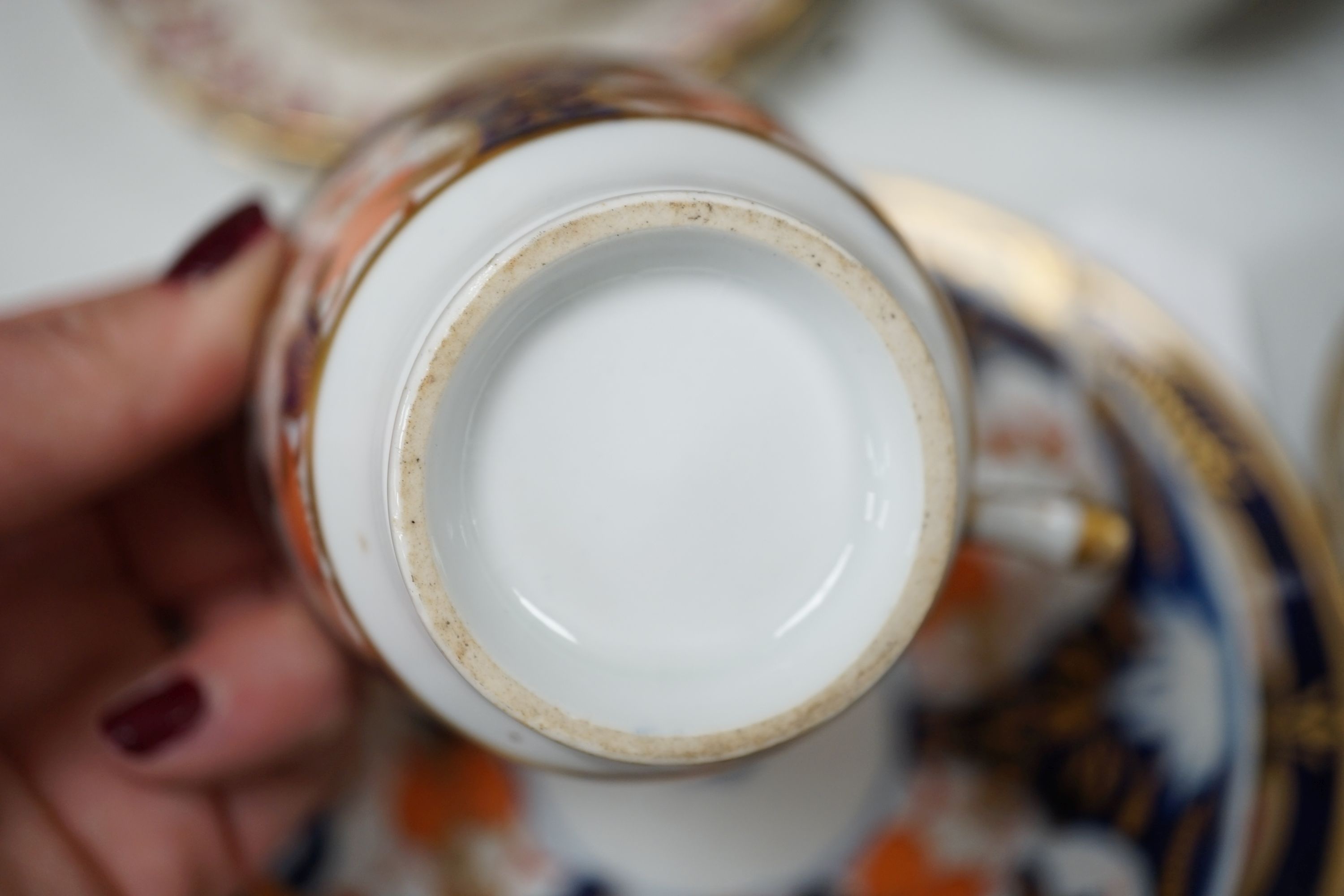 A selection of late 18th/early 19th century English porcelain tea and coffee wares including Worcester and New Hall types